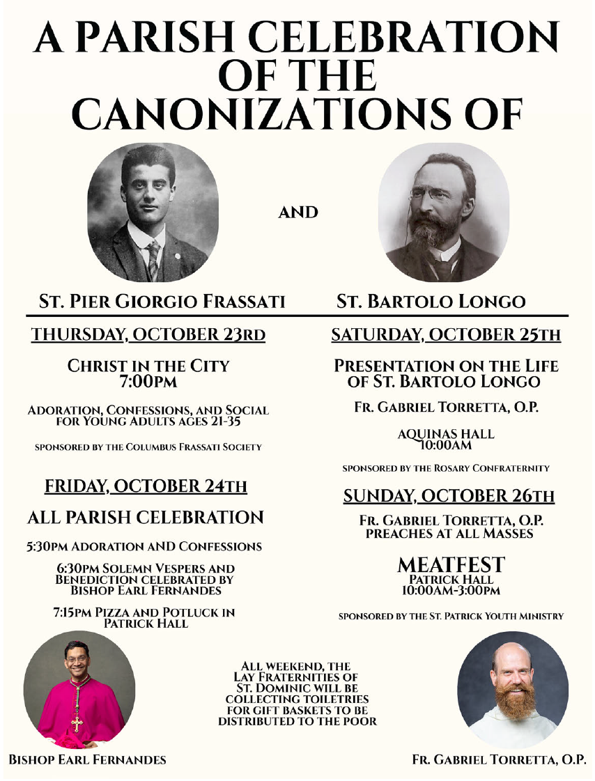 A Parish Celebration of the Canonizations of St. Pier Giorgio Frassati & St. Bartolo Longo